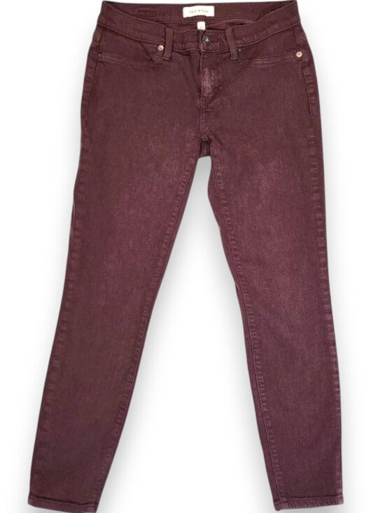 LILA RYAN Denim - Lila Ryan Burgundy Mid Rise Slim Ankle Jeans Size 27